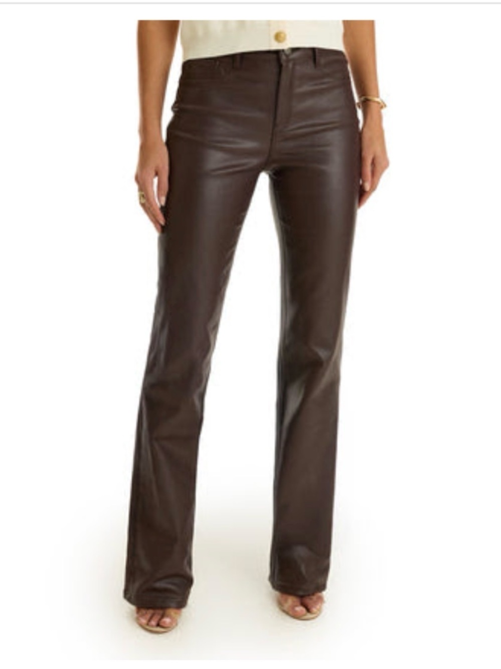 $128 The NOLI shop ARIA COATED FLARE JEAN - ESPRESSO brown 24